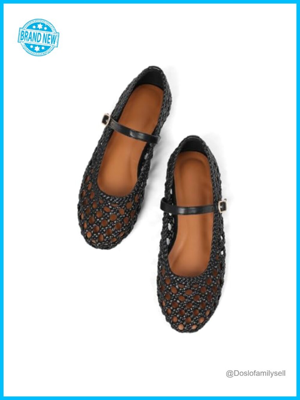 Woven Ballet Flats Round Toe Adjustable Strap Comfortable Dressy Flats